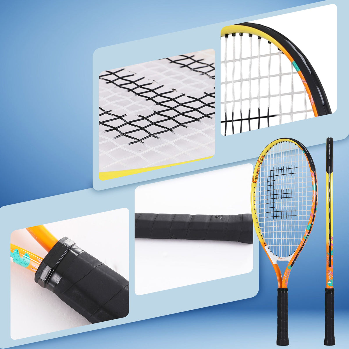 Everfit 23 inch tennis racket set of 2 in orange
