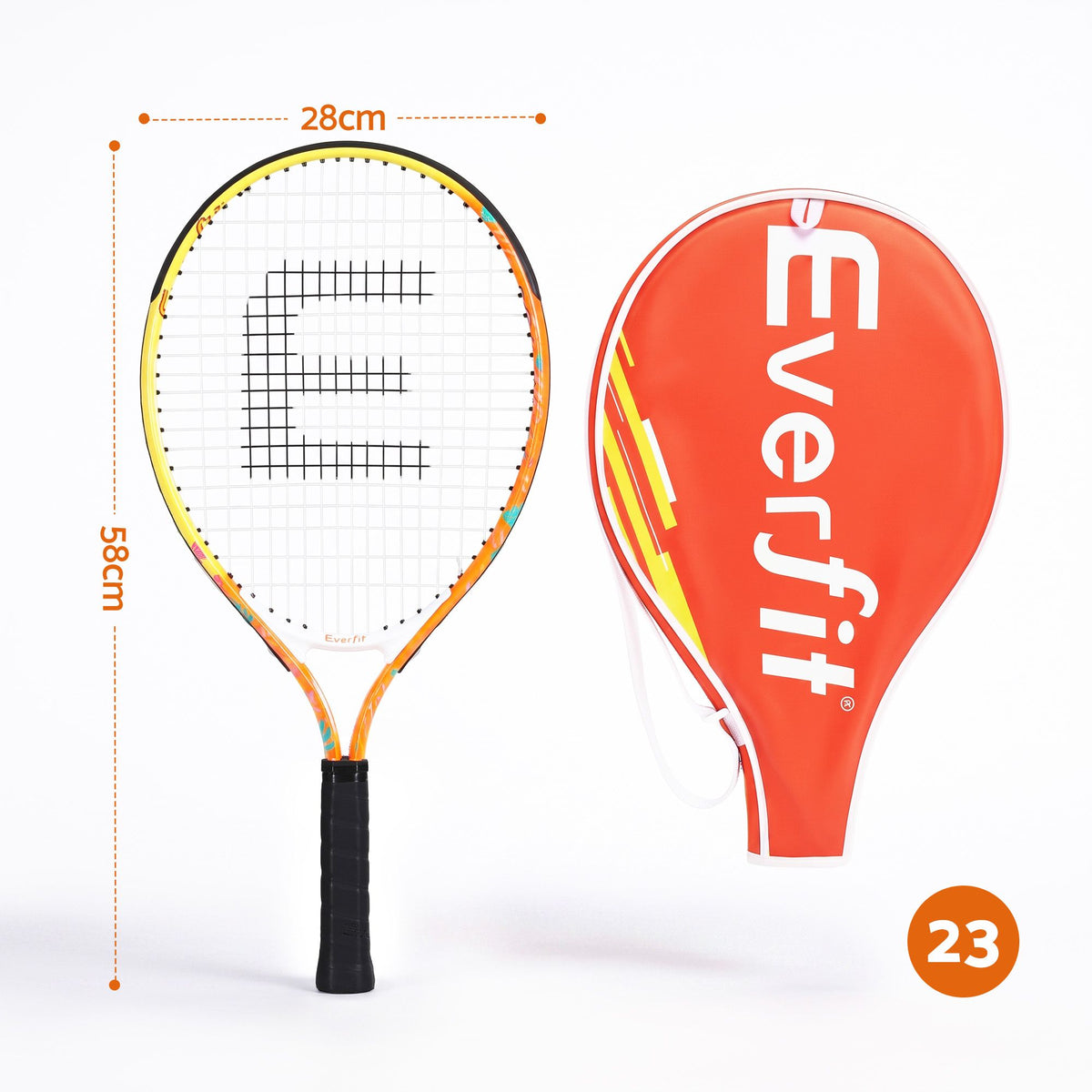 Everfit 23 inch tennis racket set of 2 in orange