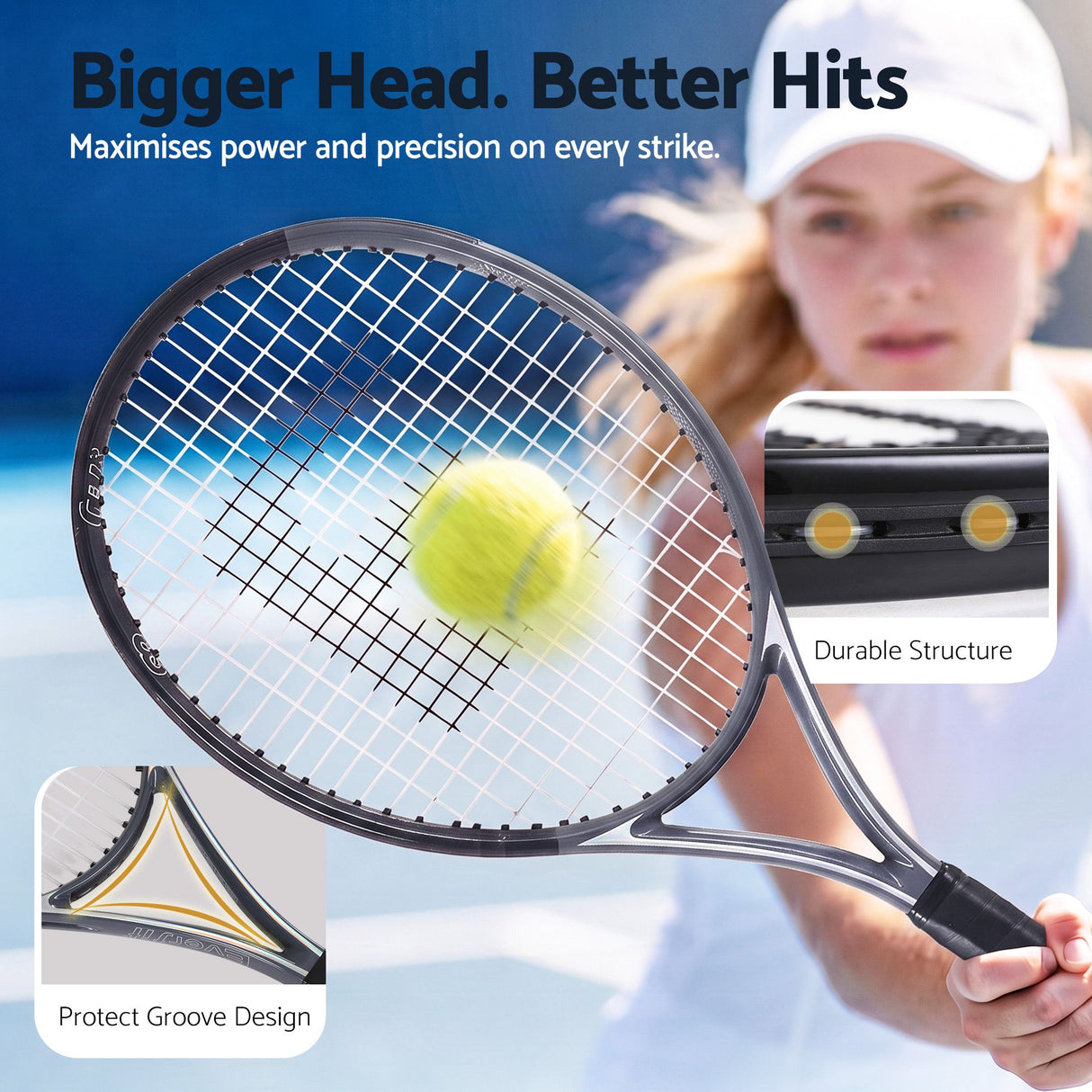 Everfit 27 Inch Tennis Racket Lightweight Racquet for Beginner Adult Players Black