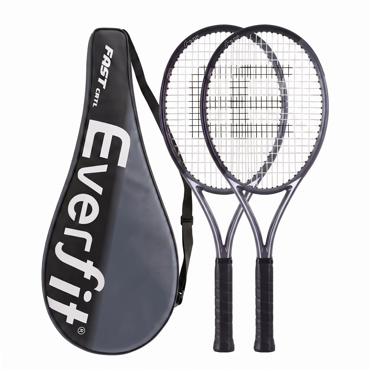 Everfit 27 inch tennis racket set of 2 in black