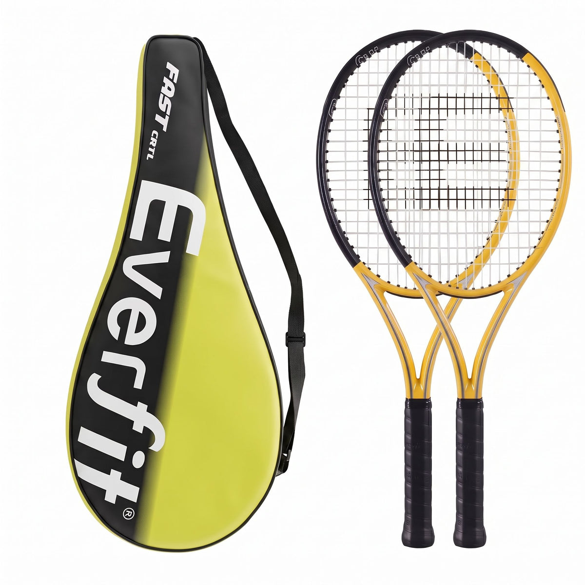 Everfit 27 inch tennis racket set of 2 in gold