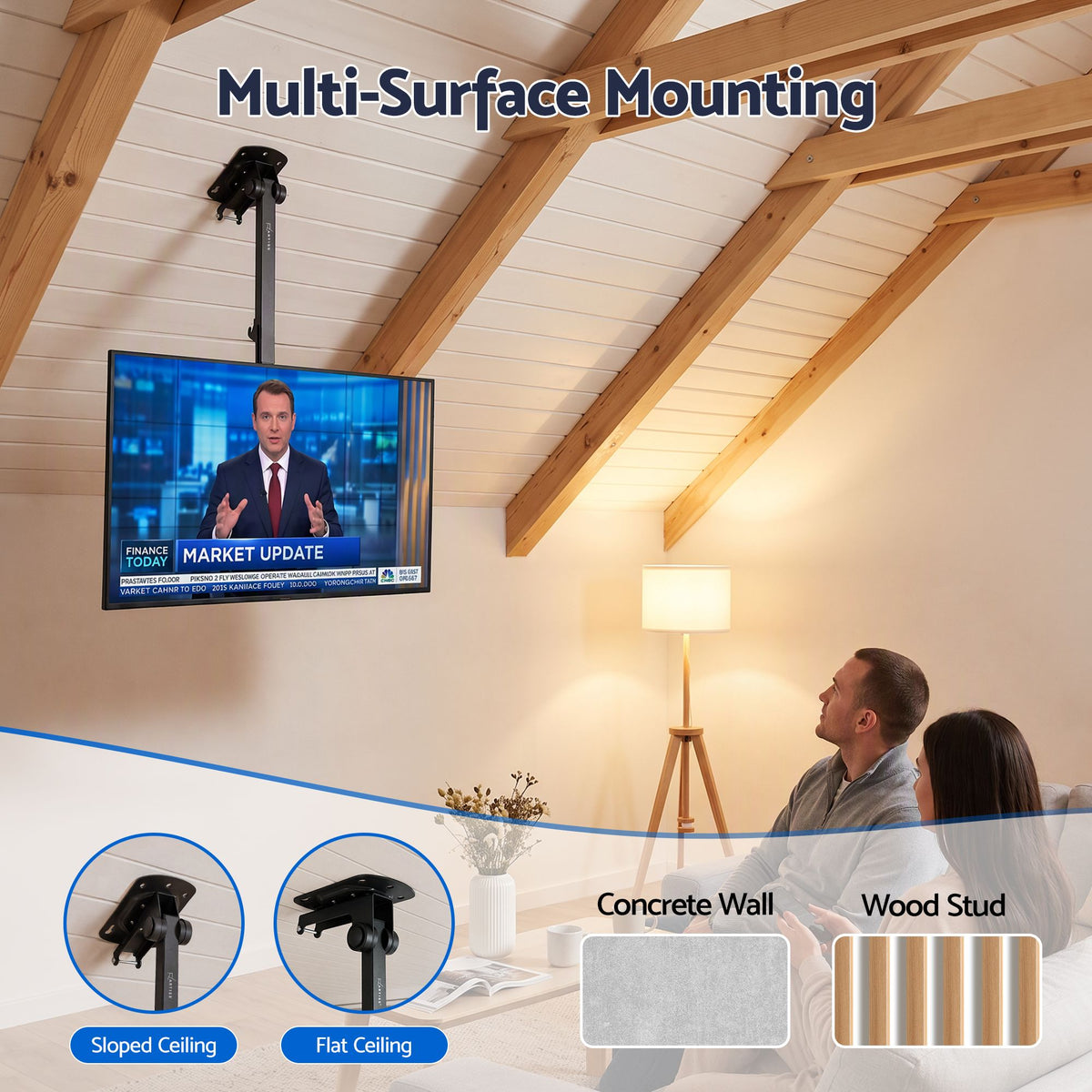 Artiss Ceiling TV Mount 23-55 Inch Flip Down Folding VESA 400x400 Height Adjustable Swivel