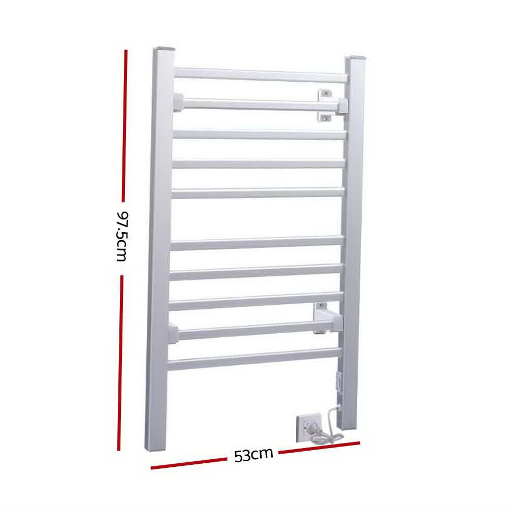 Devanti 10 bar heated towel rail, polished aluminium