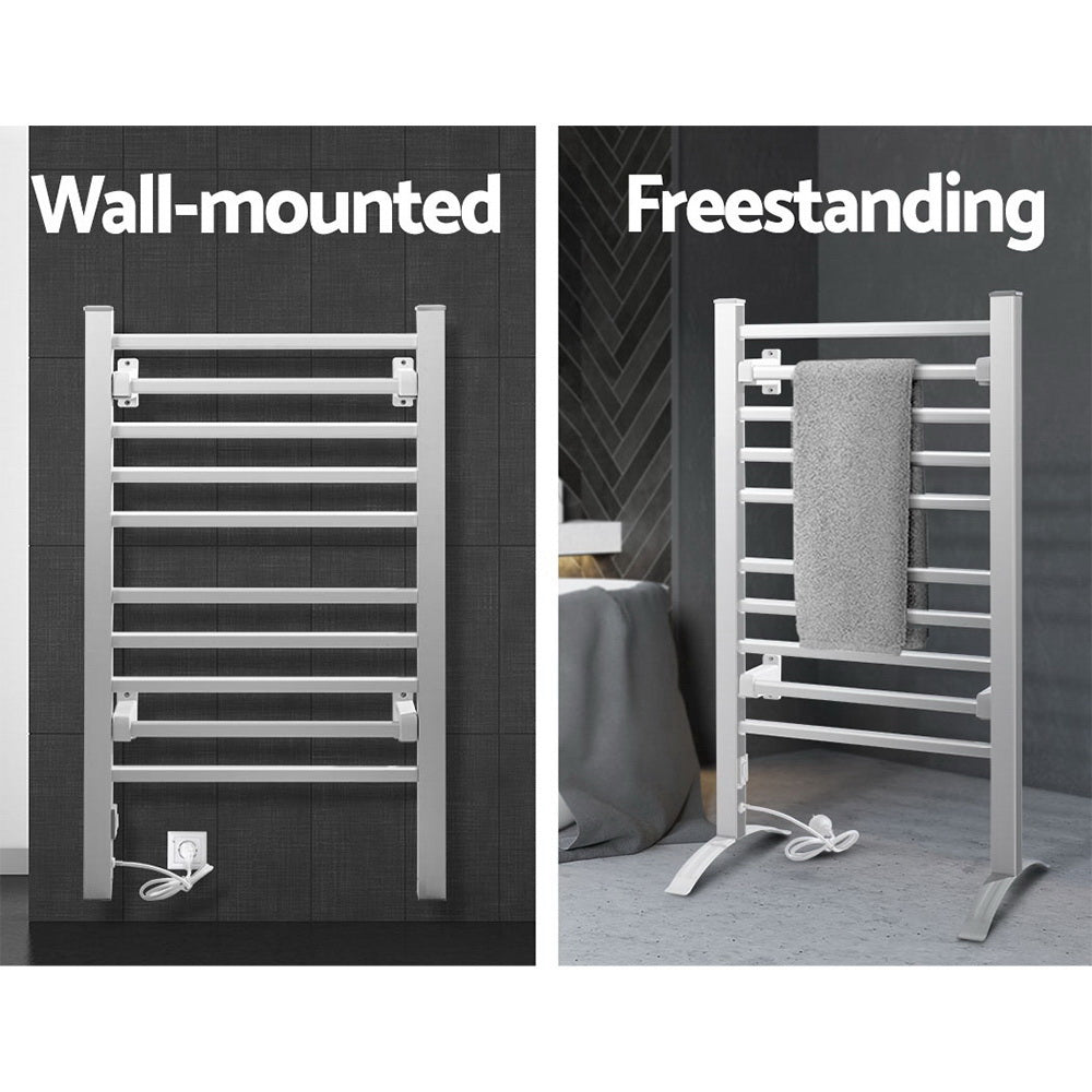 Devanti 10 bar heated towel rail, polished aluminium