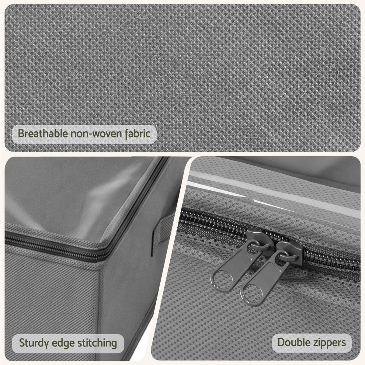 Artiss Under Bed Storage Containers X2 90L Boxes Organiser Clear Top Fabric Grey