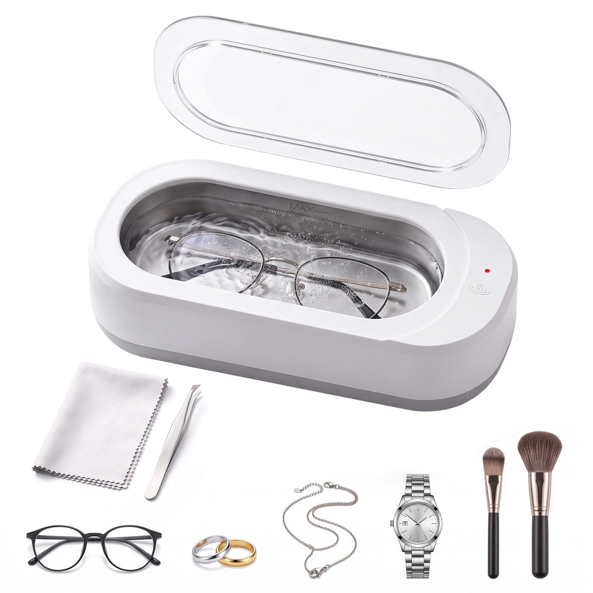 Devanti Ultrasonic Jewellery Cleaner 46kHz 400ml Cleaning Machine with Stainless Steel Tank White.