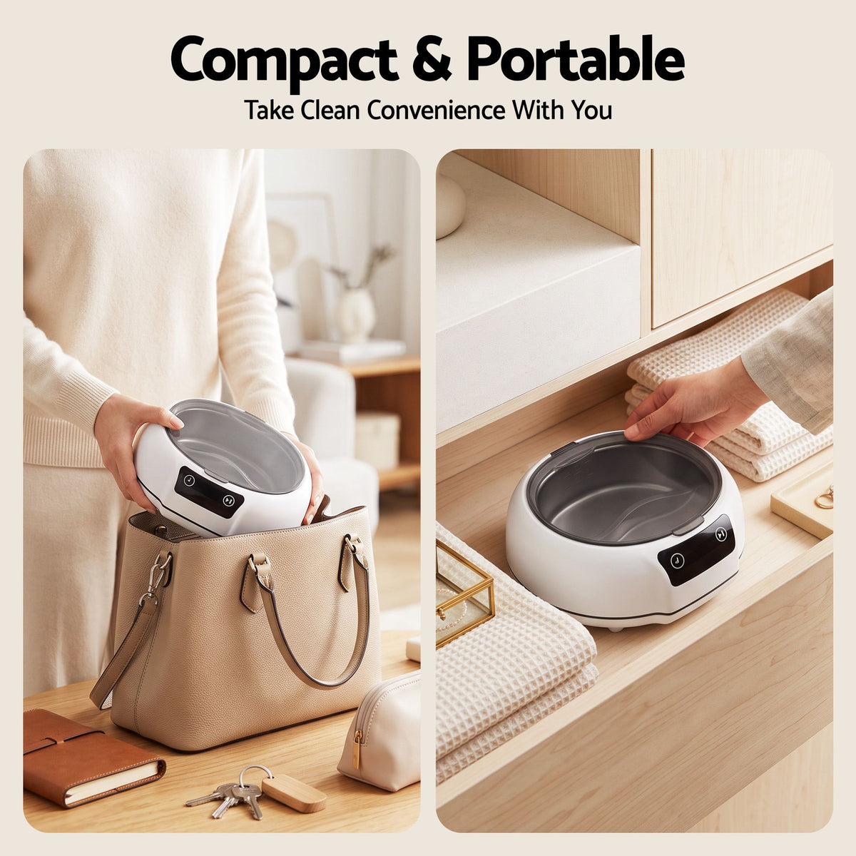 Devanti Ultrasonic Cleaner 700mL 48kHz Jewellery Cleaning Machine with Stainless Steel Tank White.