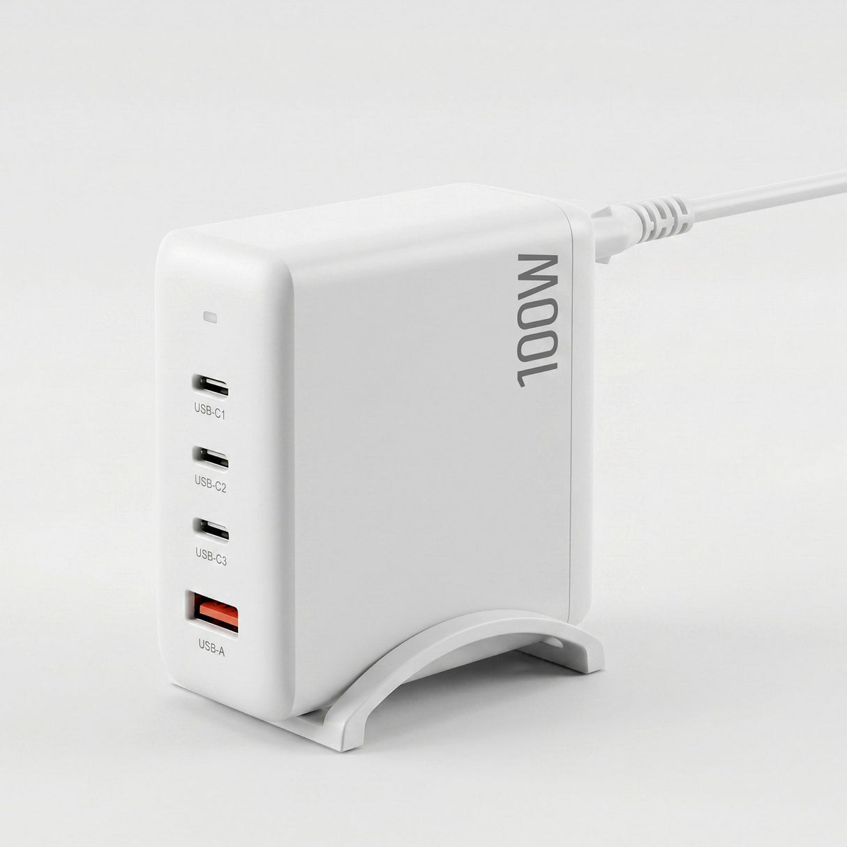 Devanti USB C Charger 100W Fast Charger 4 Port GaN Desktop Station White