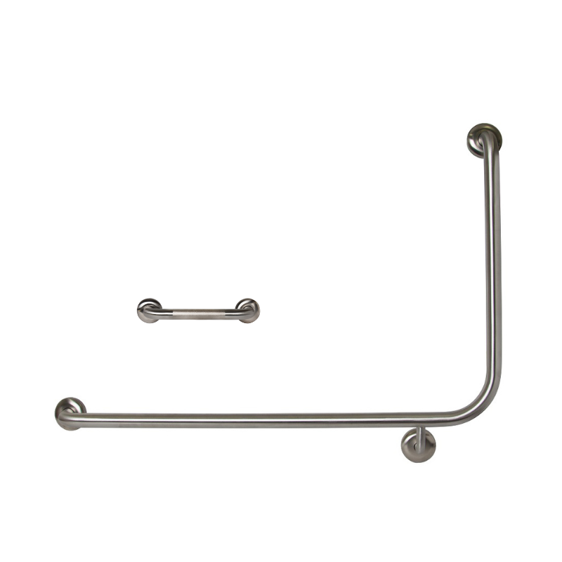 Dolphy 90 Flush Mount Side Wall Grab Rail LH 950x600mm – Stainless Steel Bathroom Support Bar – Silver