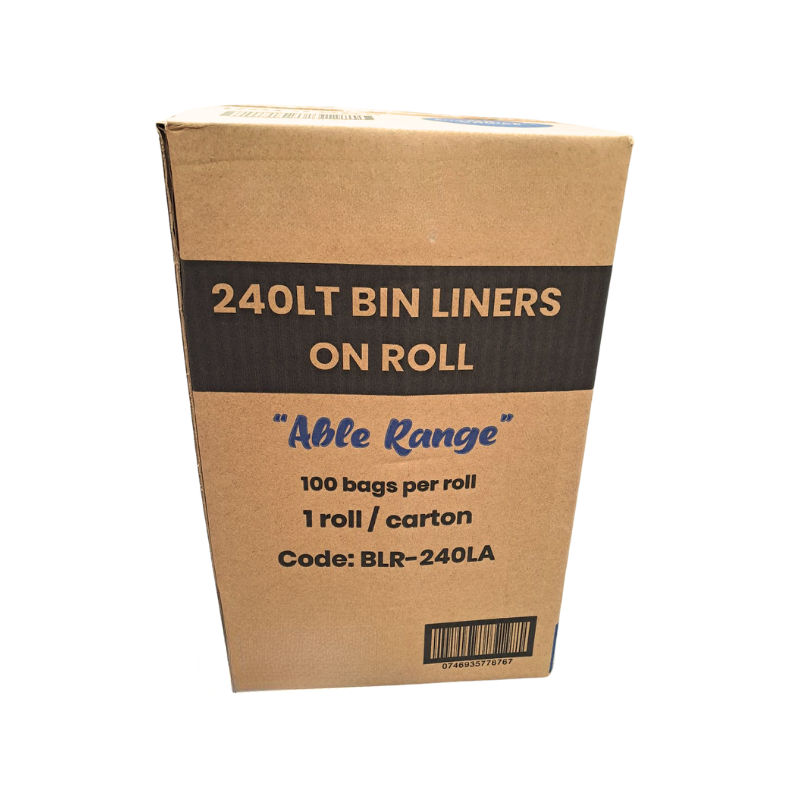 240L Heavy Duty Able Range Bin Liners – Black | Extra-Large Commercial Garbage Bags on Roll (100 Pack)