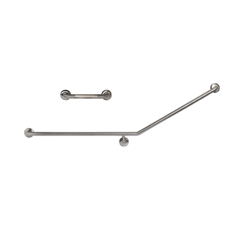 Dolphy 30 Flush Mount Side Wall Grab Rail LH 840x700mm – Stainless Steel Bathroom Safety Support Bar – Silver