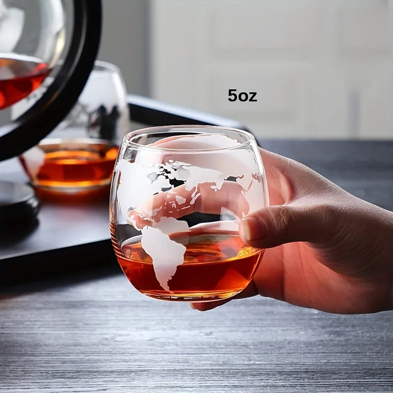 Globe Whiskey Decanter Set Lead-Free Glass Carafe