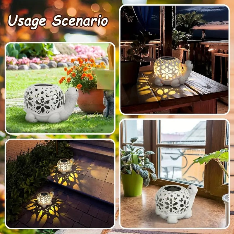 Solar Powered Turtle Light Resin Statue