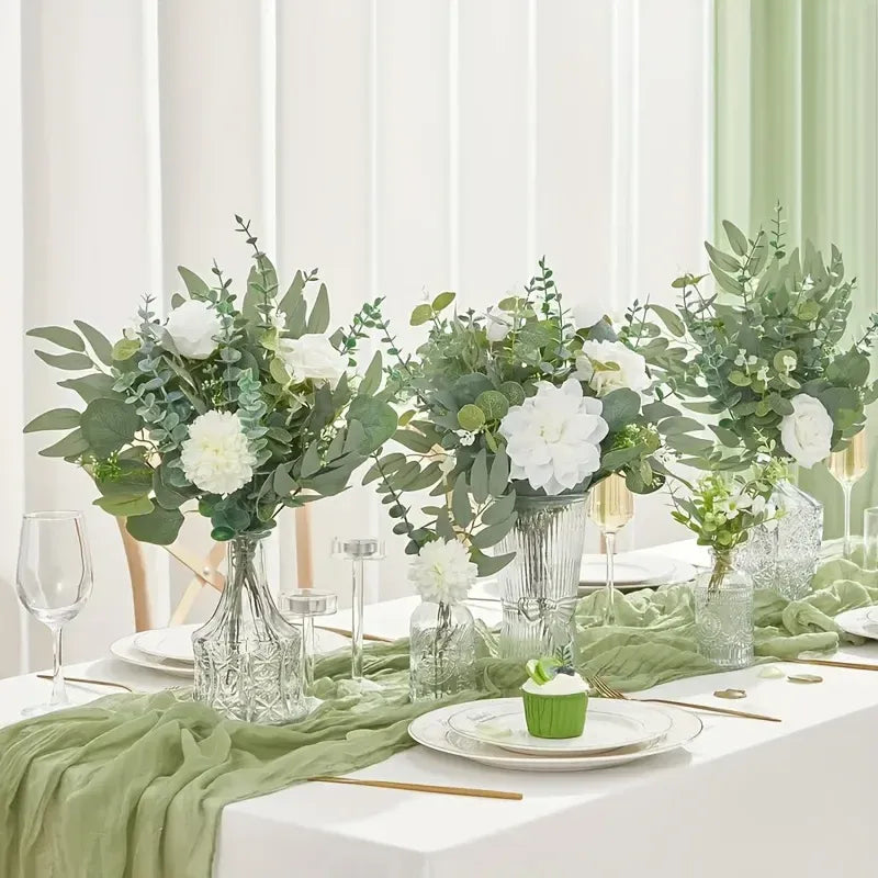 Trendbay 50pcs Mixed Willow & Silver Artificial Eucalyptus Stems & Leaves.