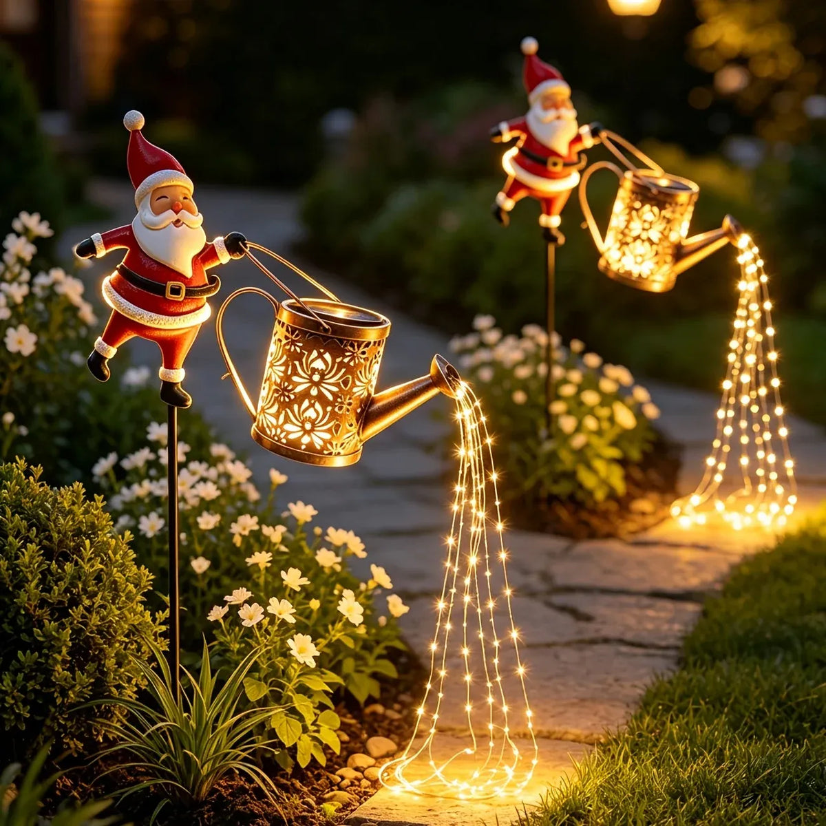 82CM Solar Santa Claus Kettle Light for Christmas.