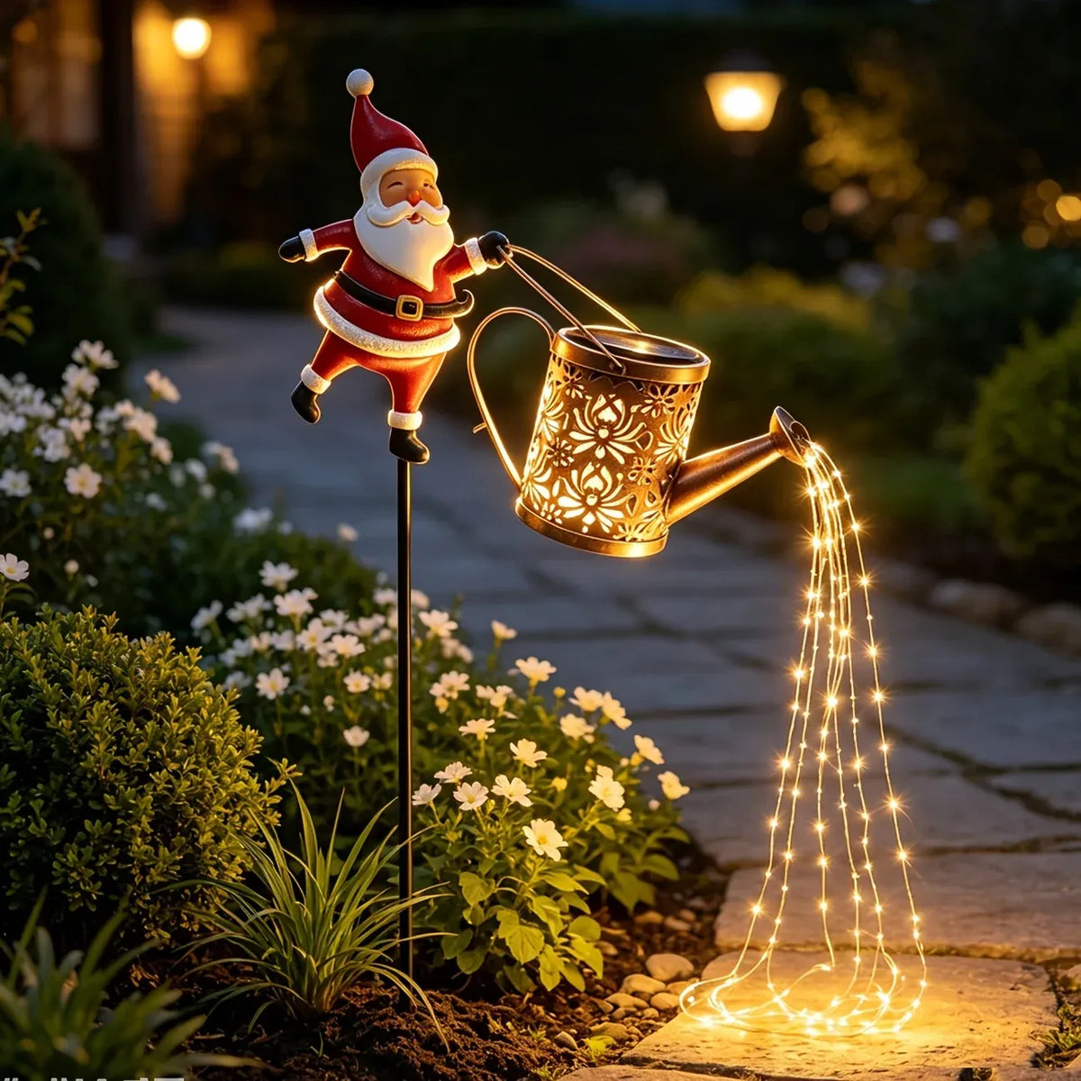 82CM Solar Santa Claus Kettle Light for Christmas.