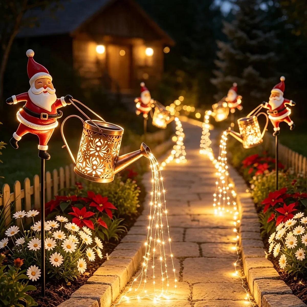 82CM Solar Santa Claus Kettle Light for Christmas.