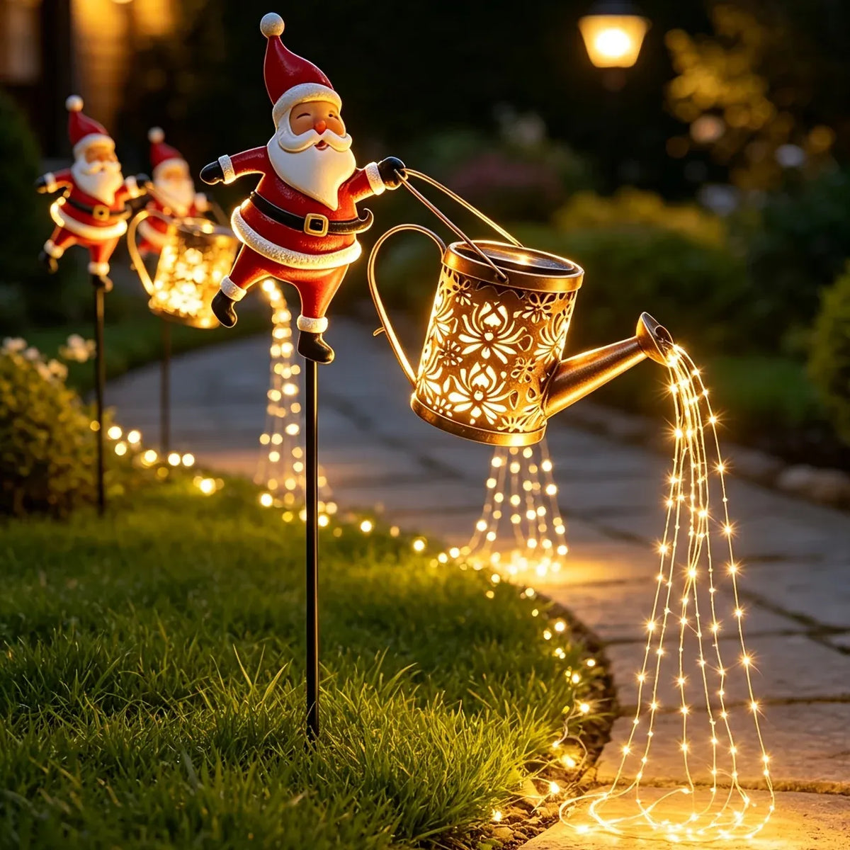 82CM Solar Santa Claus Kettle Light for Christmas.