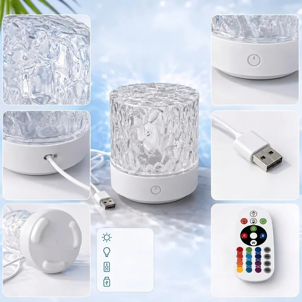 RGB Water Ripple Night Light with Remote Control.