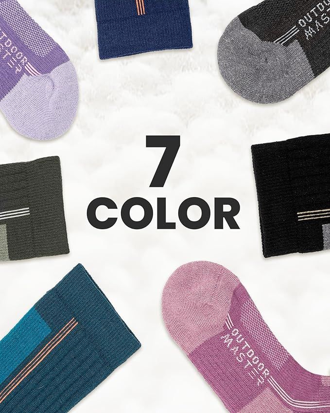 OutdoorMaster Thermolite Merino Wool Ski Socks, Compression Thermal Snowboarding Socks for Men & Women, Cold Weather-3-Pack