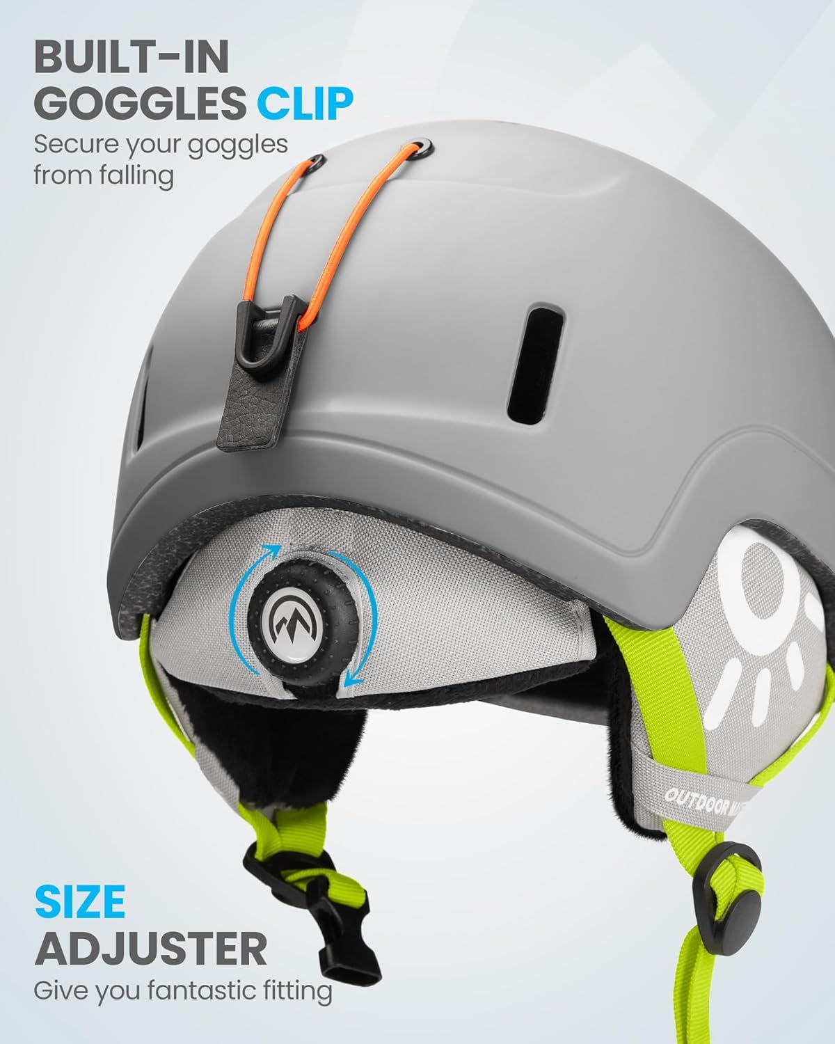 OutdoorMaster Kids Snowboarding Helmet for Boys & Girls - Durable PC Shell, EPS Foam & 12 Cooling Vents, Adjustable Dial Fit-Matte Grey,52-56cm Small