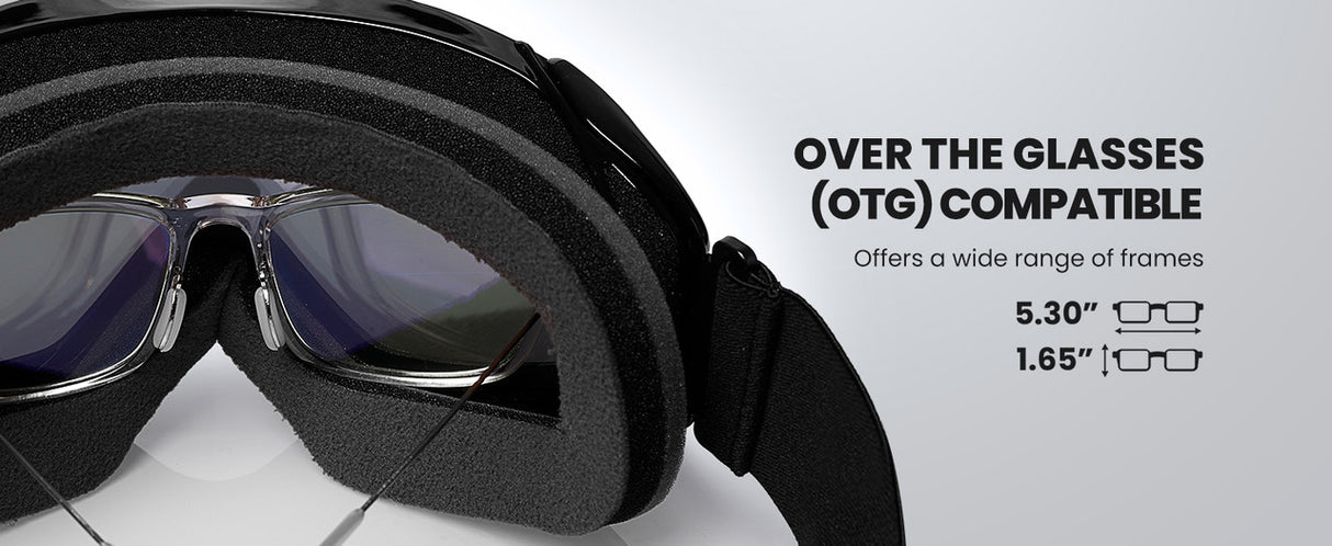 OutdoorMaster OTG Ski Goggles - Over Glasses Ski/Snowboard Goggles for Men, Women & Youth - 100% UV Protection--OM-5