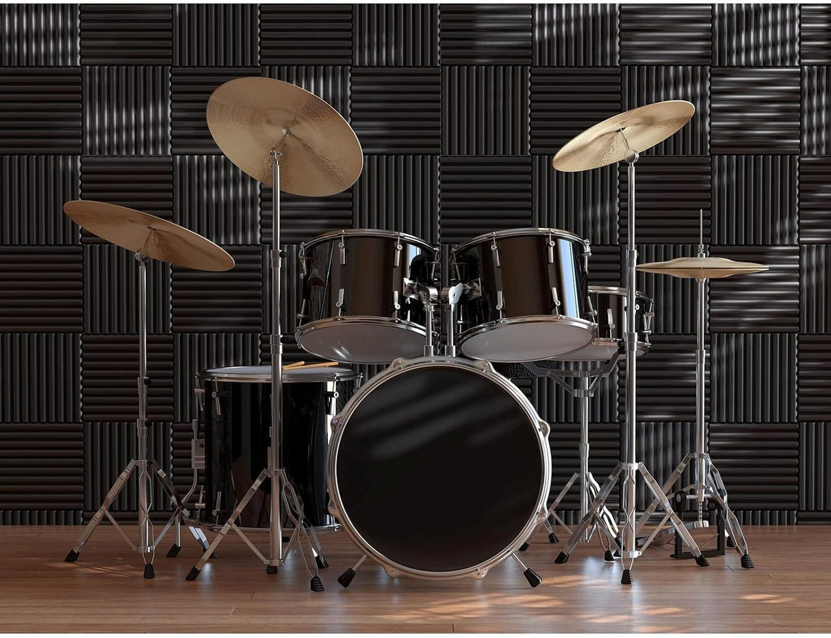 JBER Acoustic Panels Foam Wedges 48pcs 30x30x2.5cm for Soundproof Padding Wall