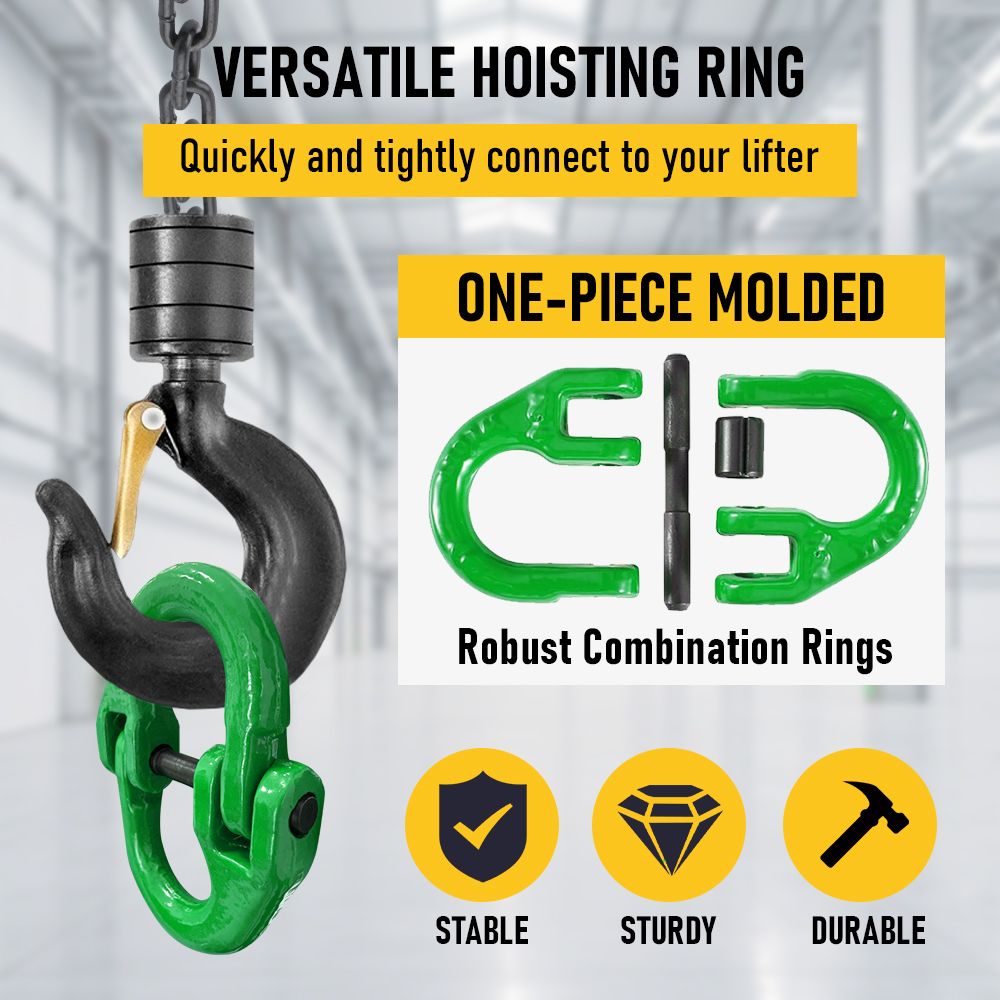 2SETS 2T Sling Hook With Hammerlock Heavy Duty Safety Latch Swivel Winch Hook For Trailer Safety Chain-Green