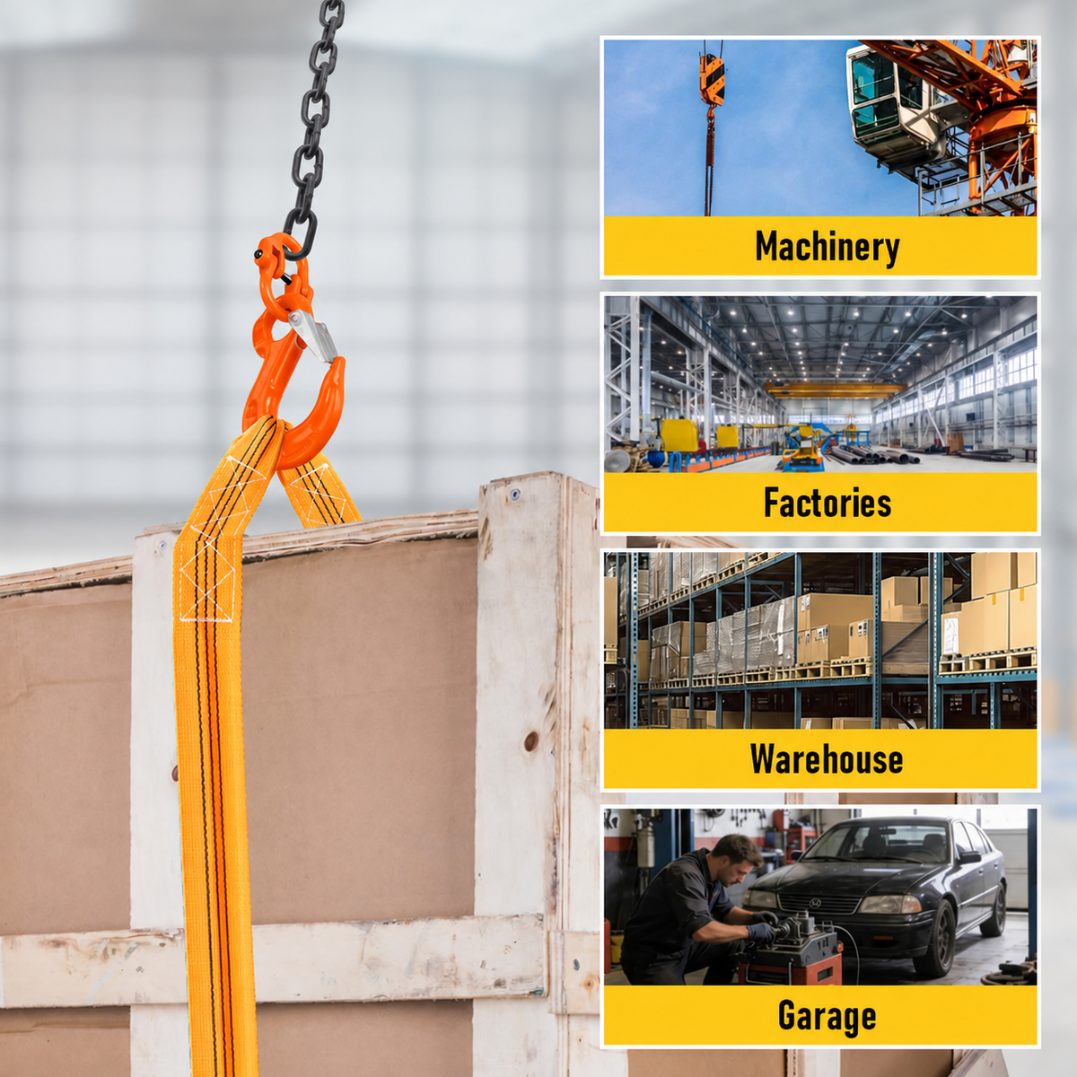 2T Sling Hook & Hammerlock Kit, 2 Sets Heavy Duty Trailer Safety Chain Hooks for Caravan, Camper & Boat Trailers-Orange