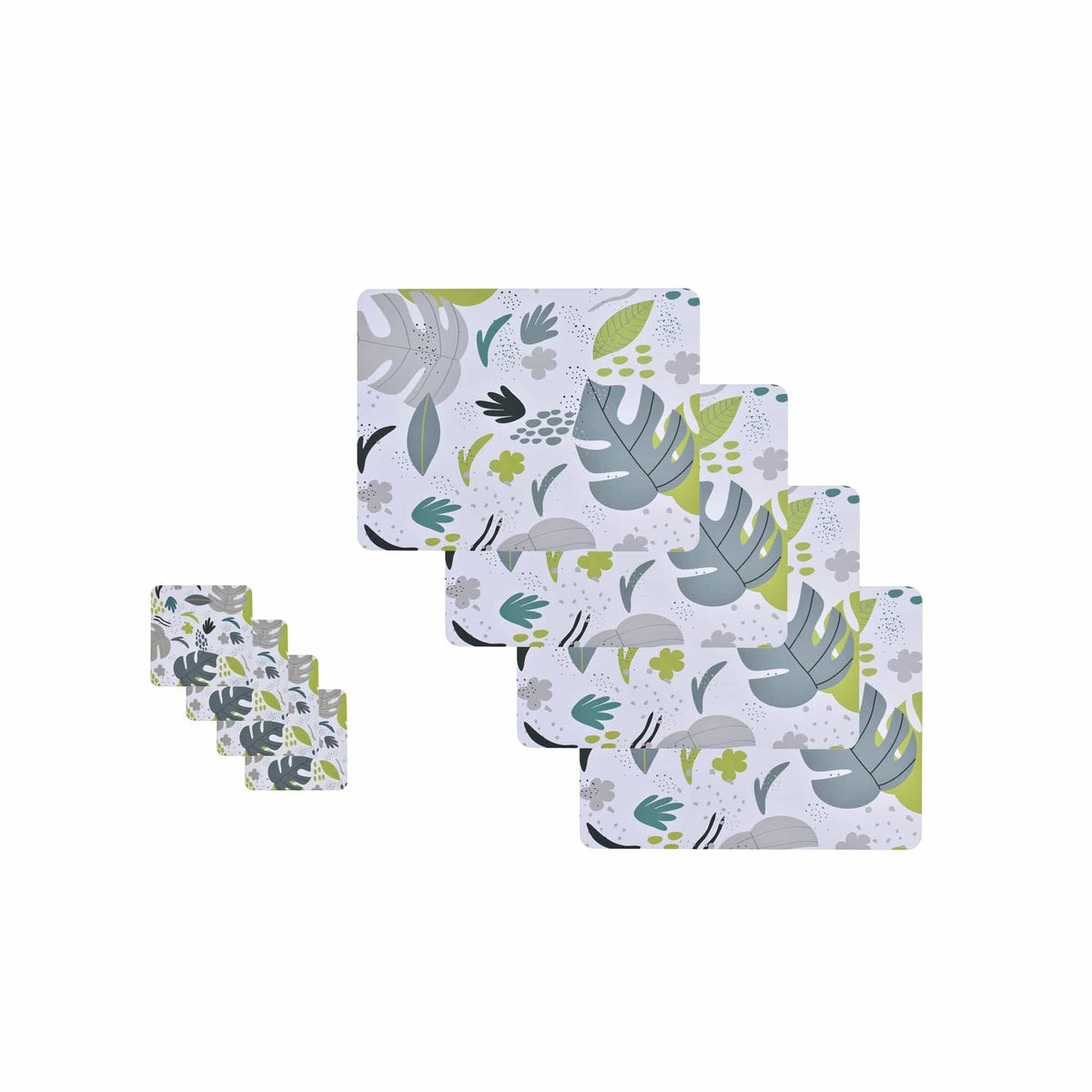 8 Pcs Clevinger MDF Placemats and Coasters Monstera.