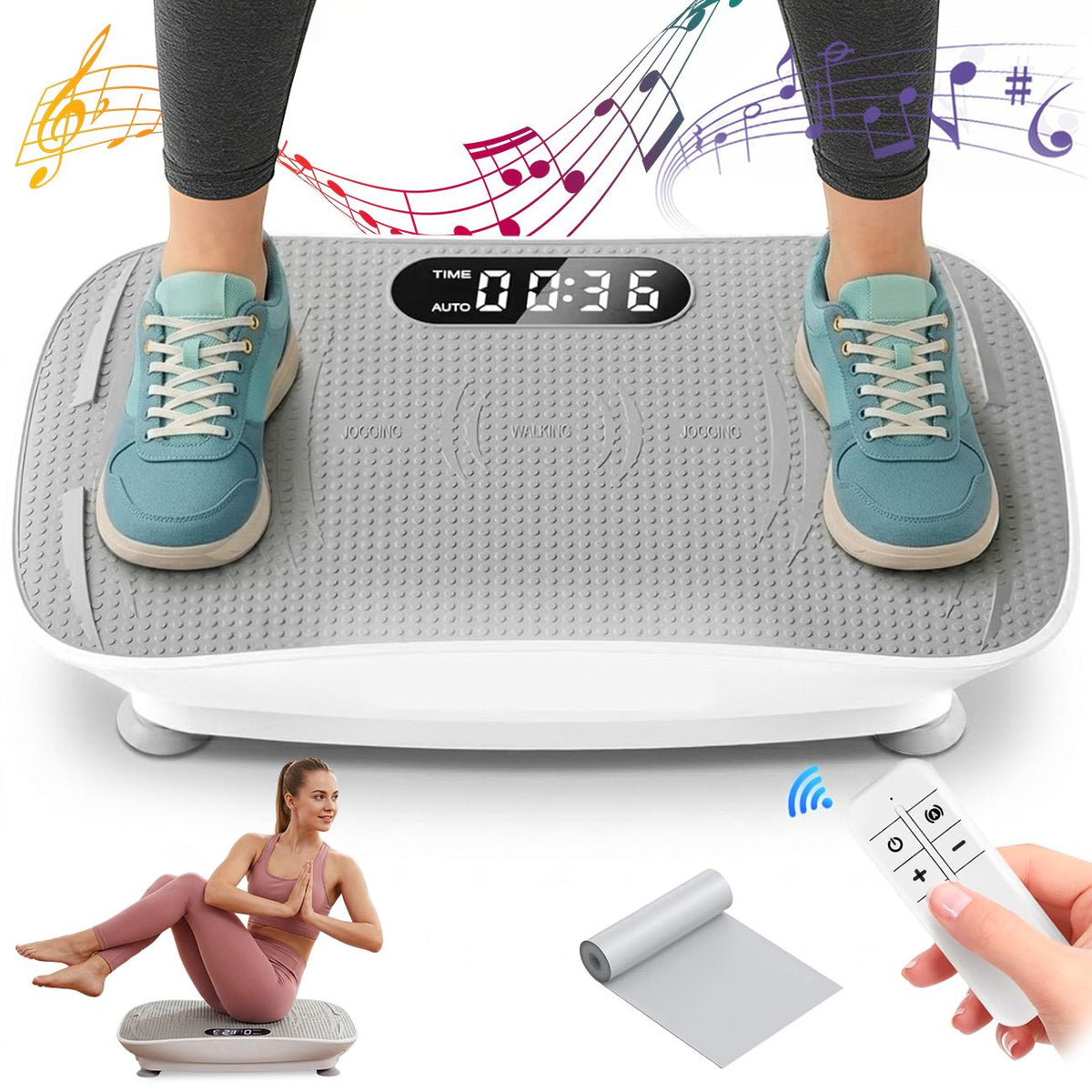Vibration Plate Exercise Machine, Whole Body Shake Plate with LED Touch Screen & Bluetooth Speaker, Multi-Speed Fitness Platform