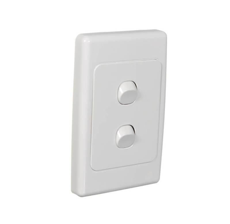 Clipsal 2000 Series Flush Switch 2 Gang, 250VAC, 10A, Standard, Vertical | White Electric | 2032VA-WE