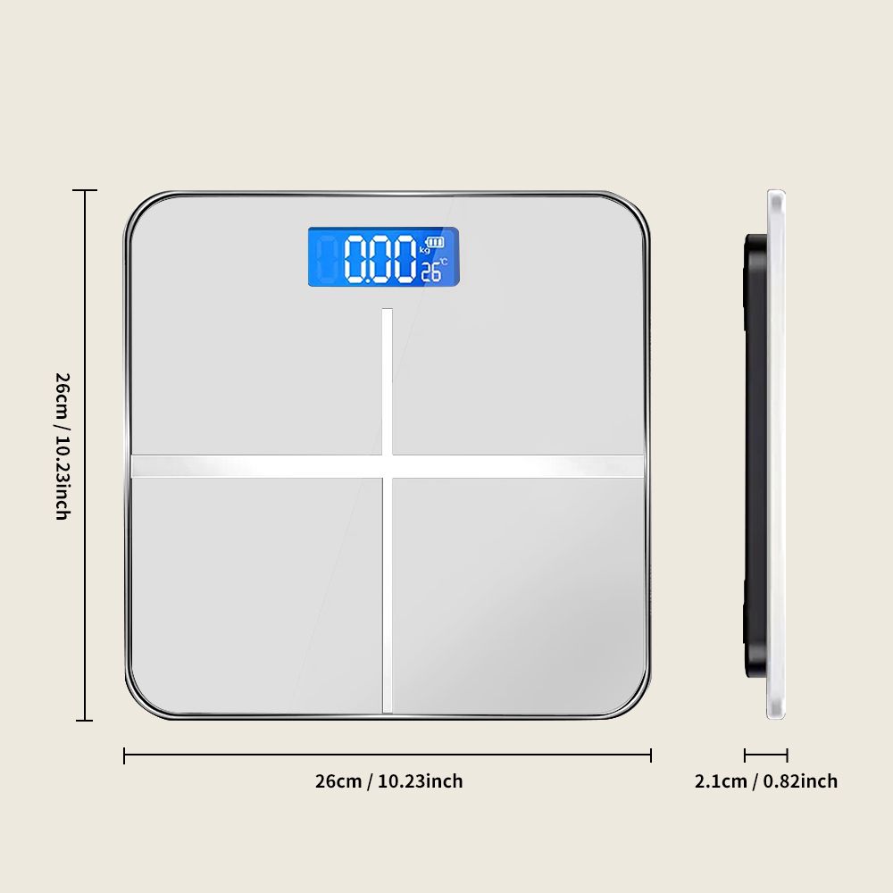 Digital bathroom scale with temperature display, white