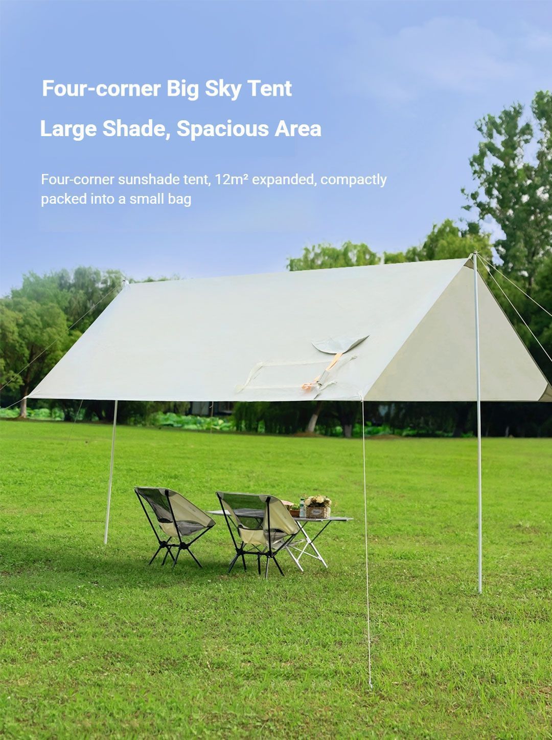 black Canopy Version-Canopy+Folding Table+2 Moon Chairs