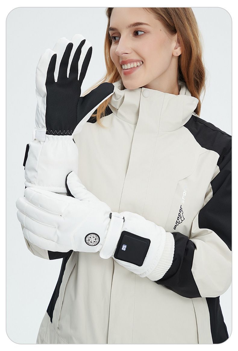 Outdoor Smart Heated Winter Gloves White