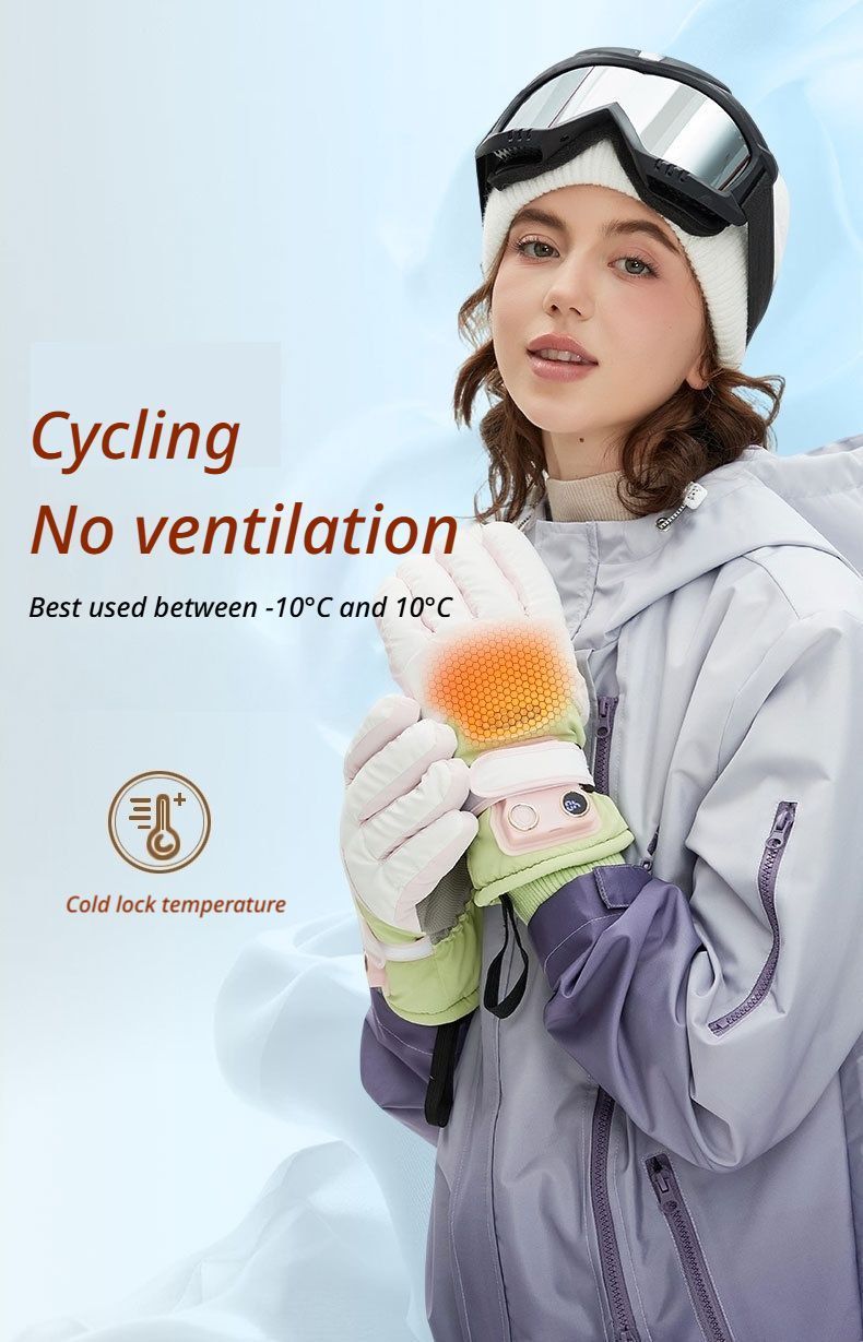 Windproof Water-Repellent Fleece-Lined Self-Heating Gloves Pink