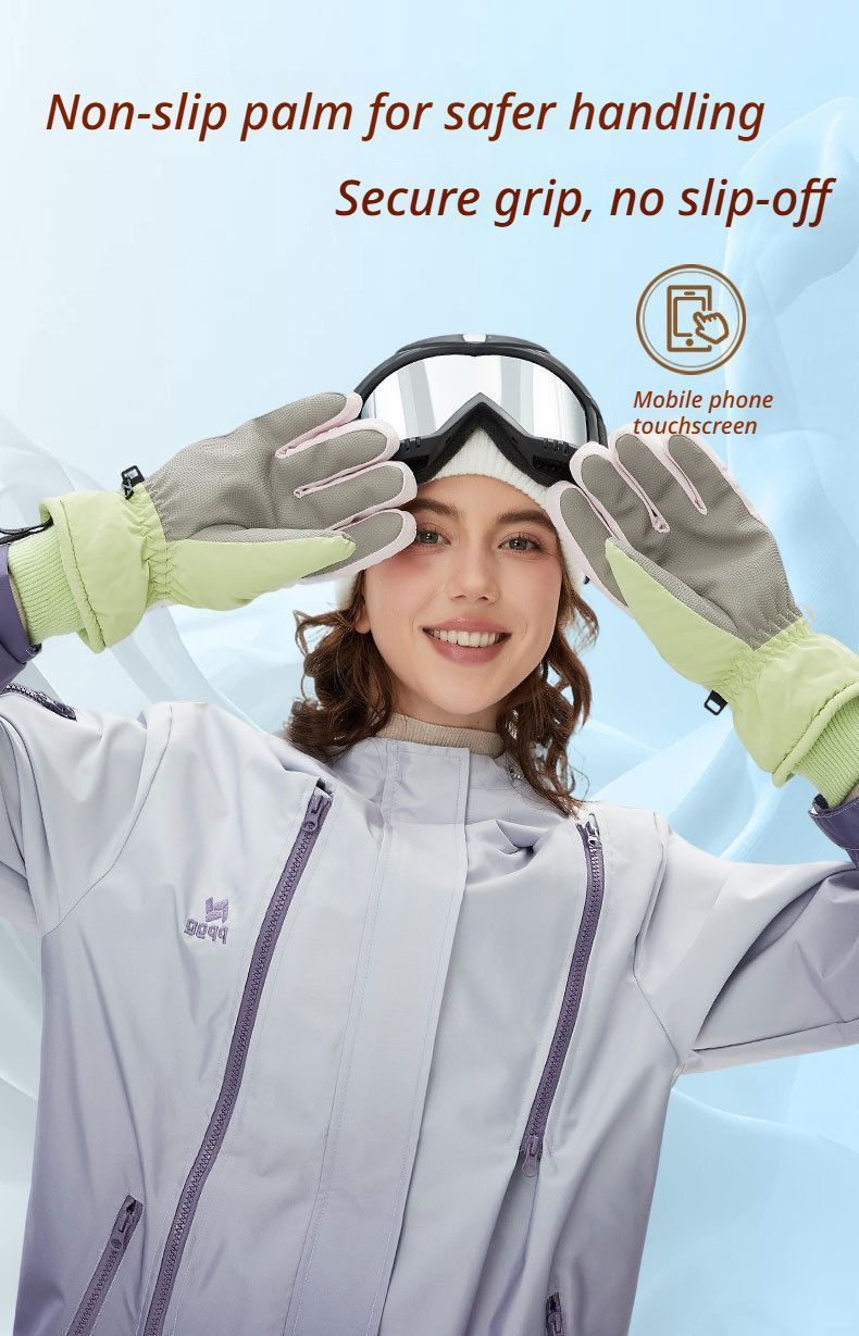 Windproof Water-Repellent Self-Heating Fleece Gloves Light Green