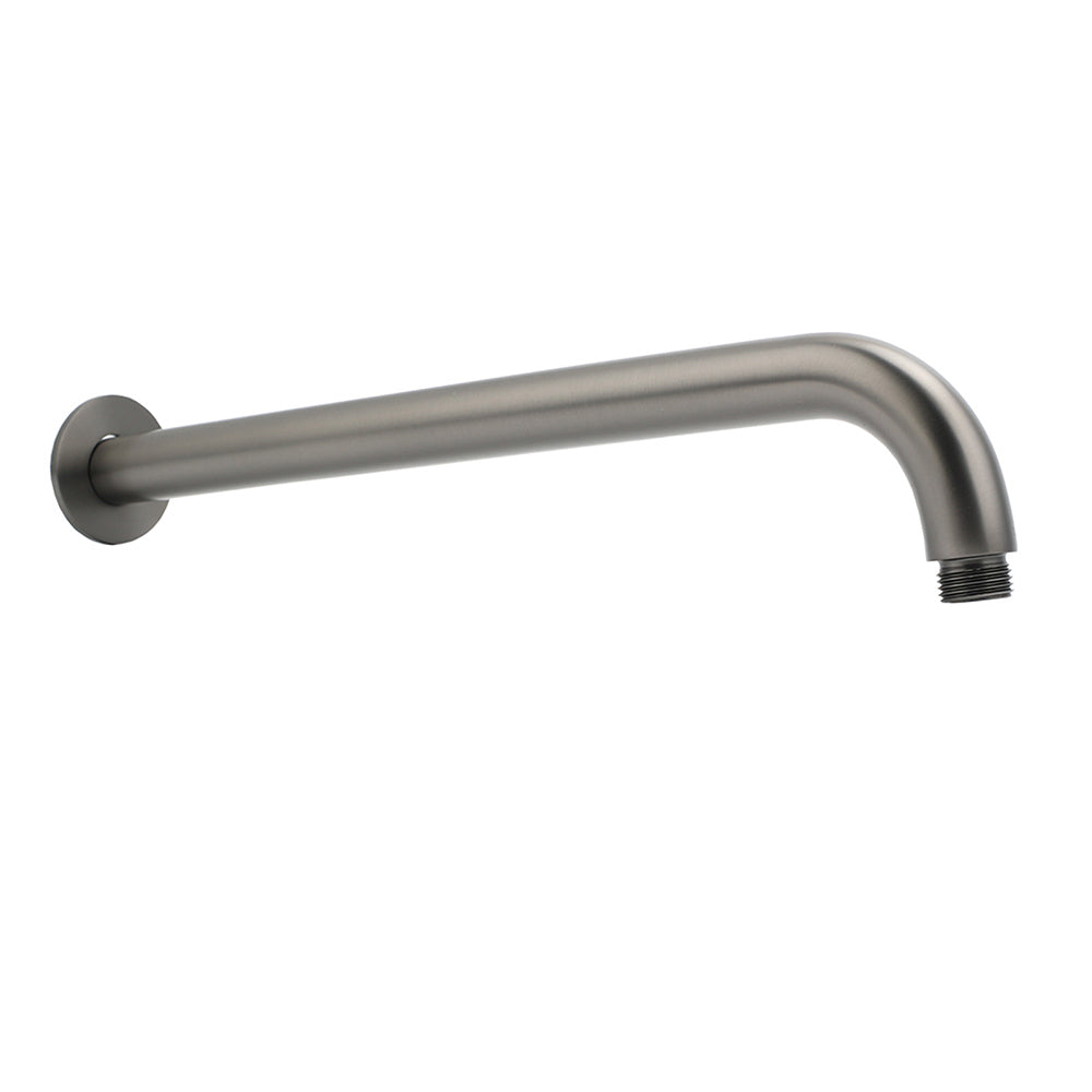 WELS Gun Metal Round 12" Rain Shower Head 400mm Straight Wall Mounted Arm Bath Set