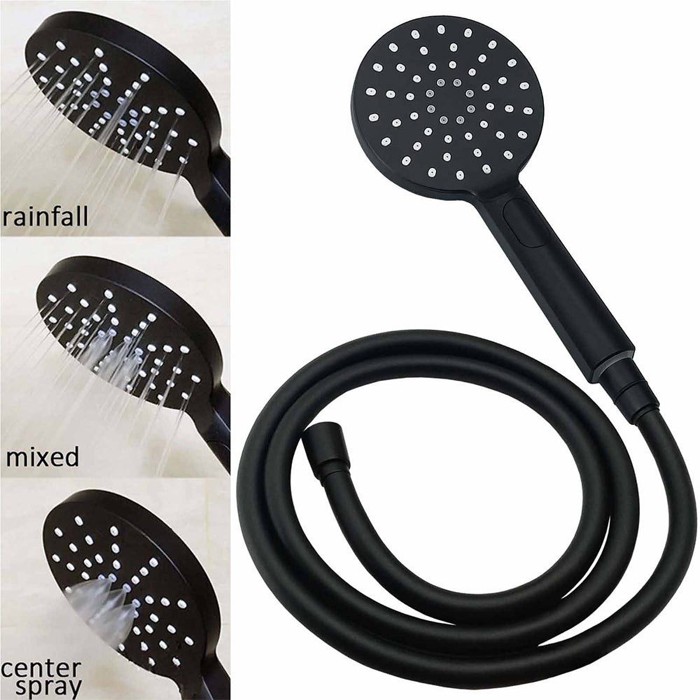 WELS Matt Black 10" Shower Rain Head Handheld Silde Wall Arm Rail Dual Set Twin Taps