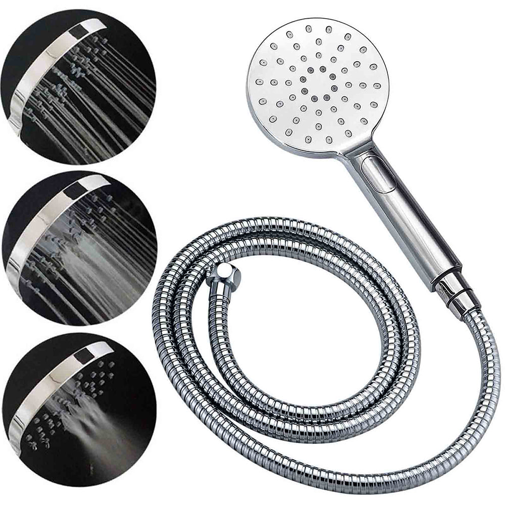 WELS Chrome Round 8" Stainless Steel Rain Head Handheld Sliding Rail Arm 2in1 Shower Set