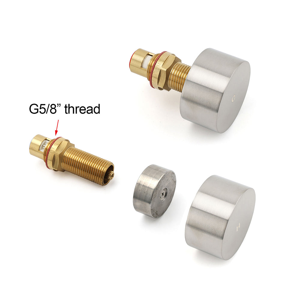 Brushed Nickel Round 1/4 Turn Twin Shower Taps Set Hot Cold Switch Vanity Mixer