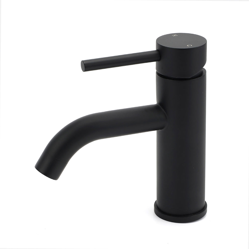 WELS Kitchen Laundry Round Standard Basin Mixer Vanity Sink Faucet Tap Black Set