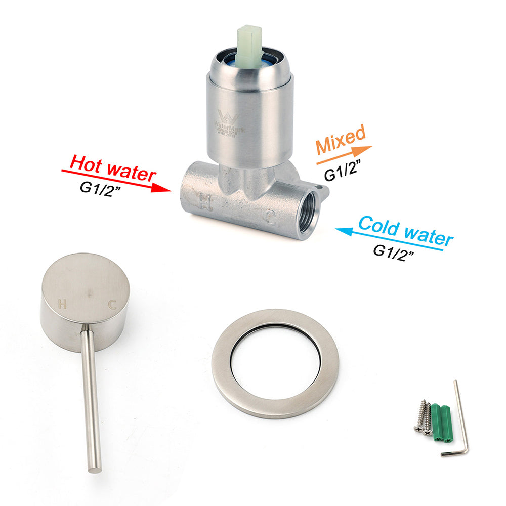 Brushed Nickel Bath Shower Mixer Hot Cold Water Tap Ceramic Cartridge Small Face