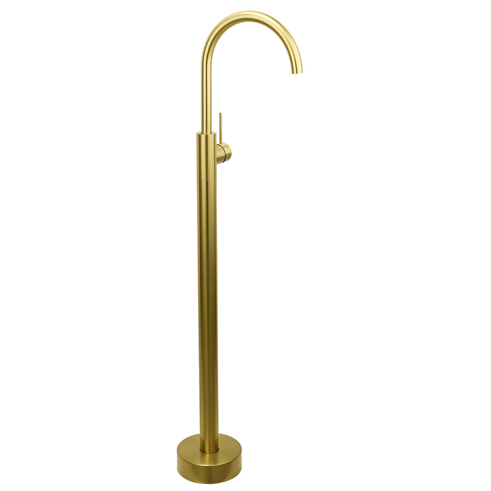 Brushed Gold Bath Tub Mixer Tap Free Standing Faucet Filler Spout Hot Cold Water