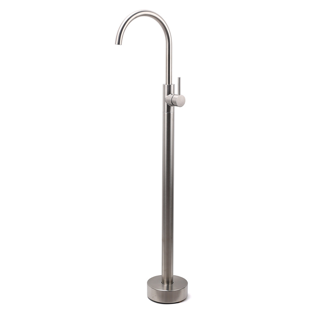 Brushed Nickel Stainless Steel Bathtub Tap Free Standing Faucet Filler Spout Set