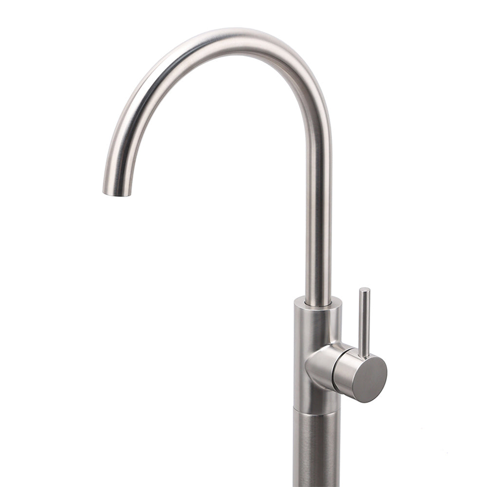 Brushed Nickel Stainless Steel Bathtub Tap Free Standing Faucet Filler Spout Set