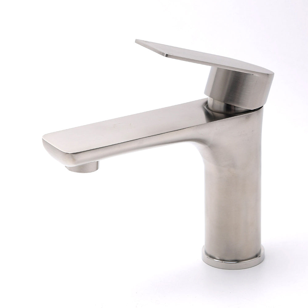 WELS Brushed Nickel Kitchen Laundry Round Basin Mixer Vanity Sink Faucet Tap Set