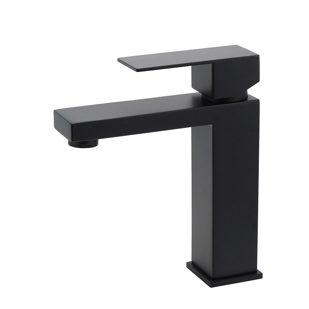 Matt Black Square Basin Counter Flick Mixer Tap Bathroom Vanity Faucet Outlet