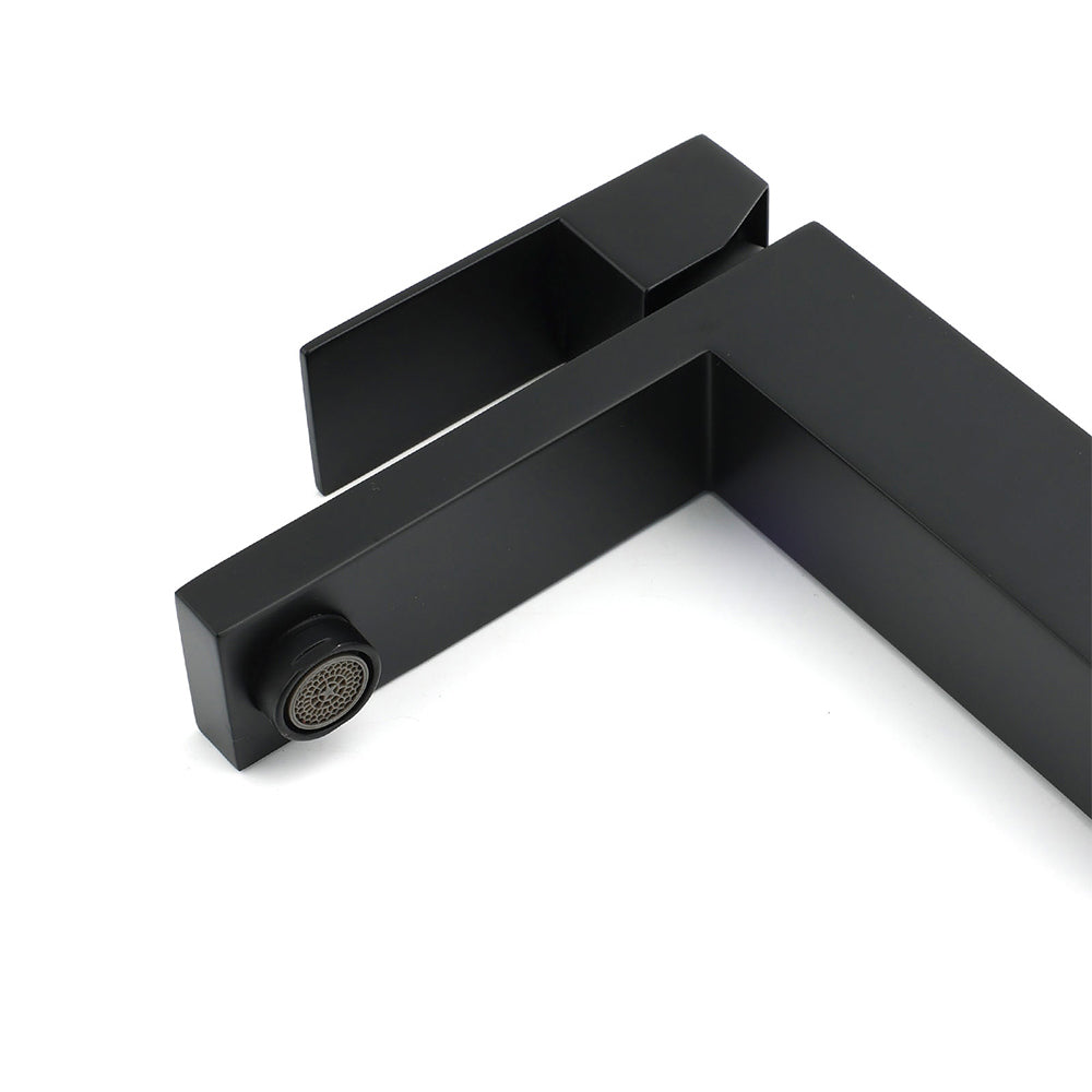 Matt Black Square Basin Counter Flick Mixer Tap Bathroom Vanity Faucet Outlet