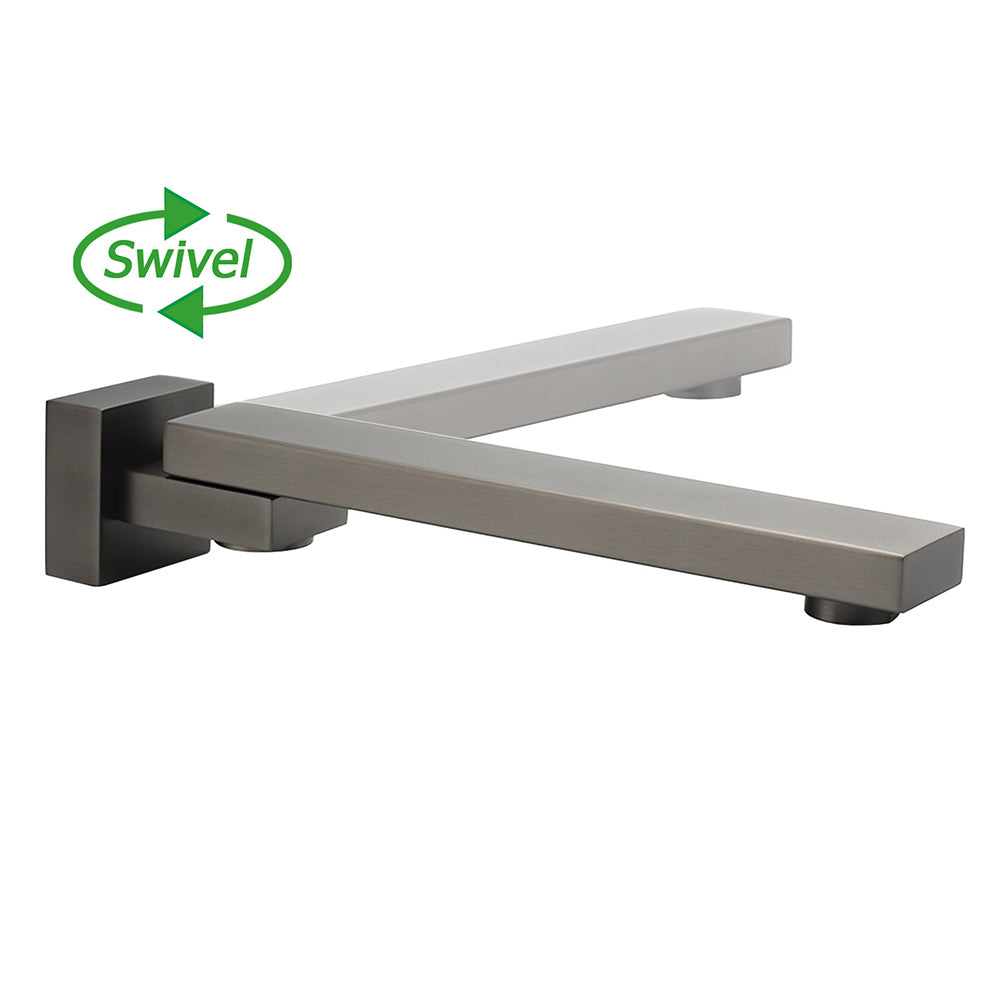 Gun Metal Square Stainless Steel 180 Swivel Bathtub Faucet Water Outlet Spout